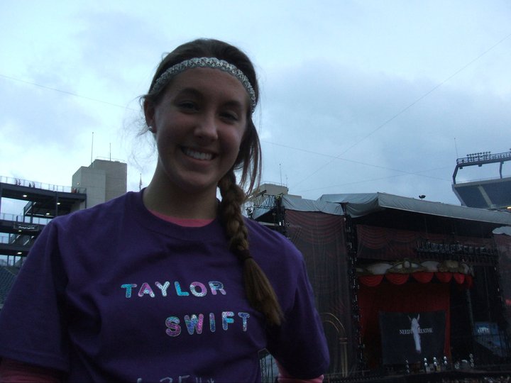 Here I am at 15 years old wearing the shirt I made for the Speak Now Concert at Gilette Stadium.